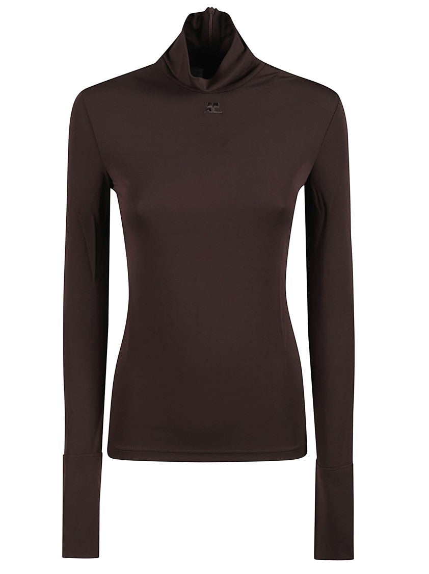 Courrèges Long Sleeve Fitted Turtleneck Top