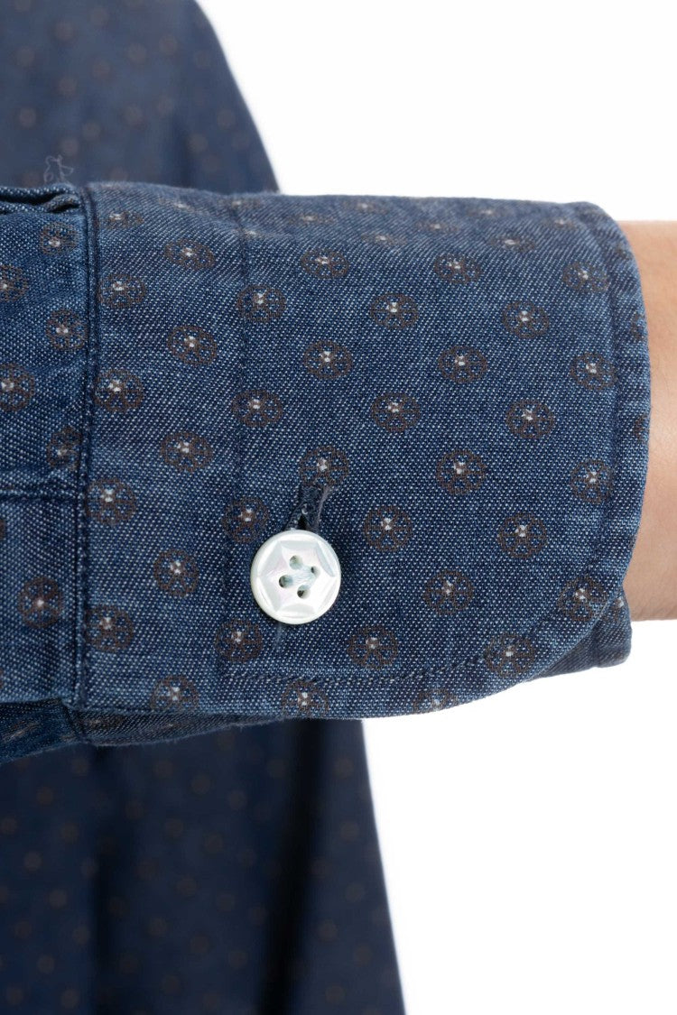 Barba Micro Pattern Denim Shirt Dandylife Line
