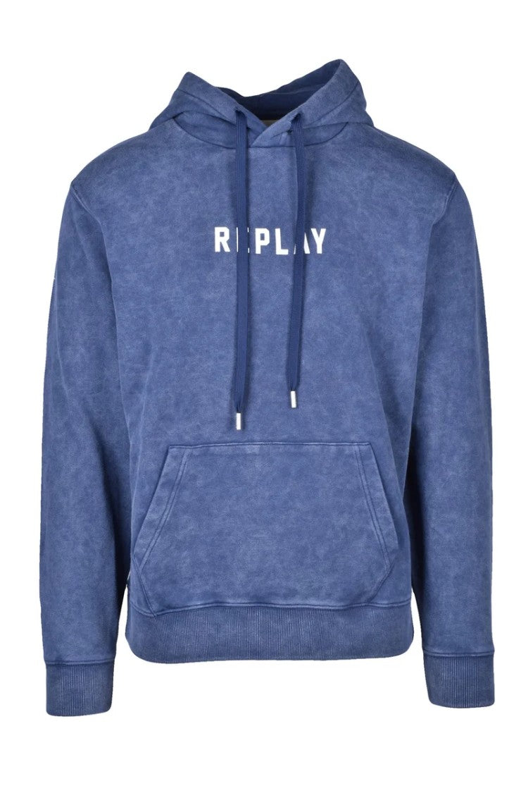 Replay Blue Men Cotton Hoodie