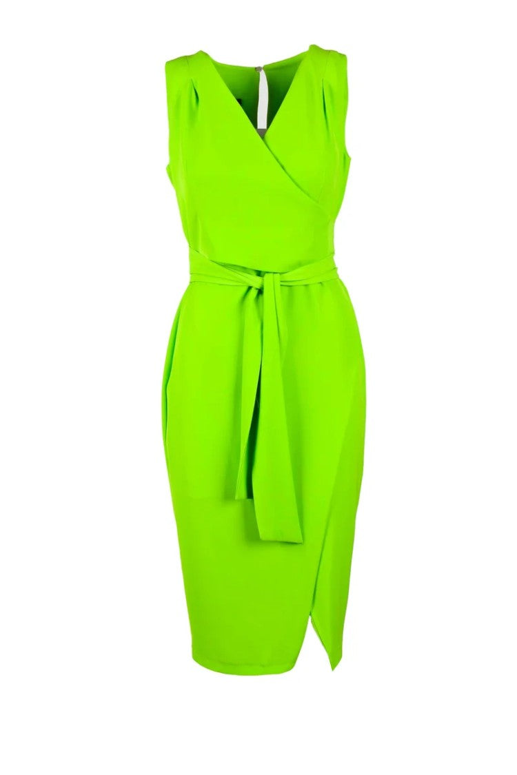Access Fashion Asymmetrical Midi Dress With Wrap-Style Front