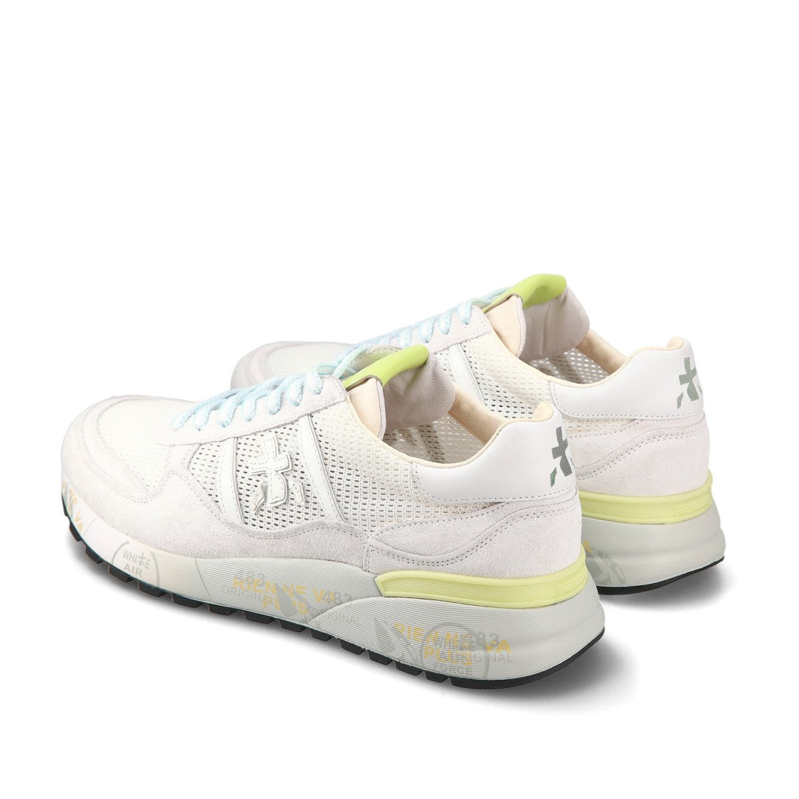 Premiata Landeck Sneakers In White Suede And Fabric