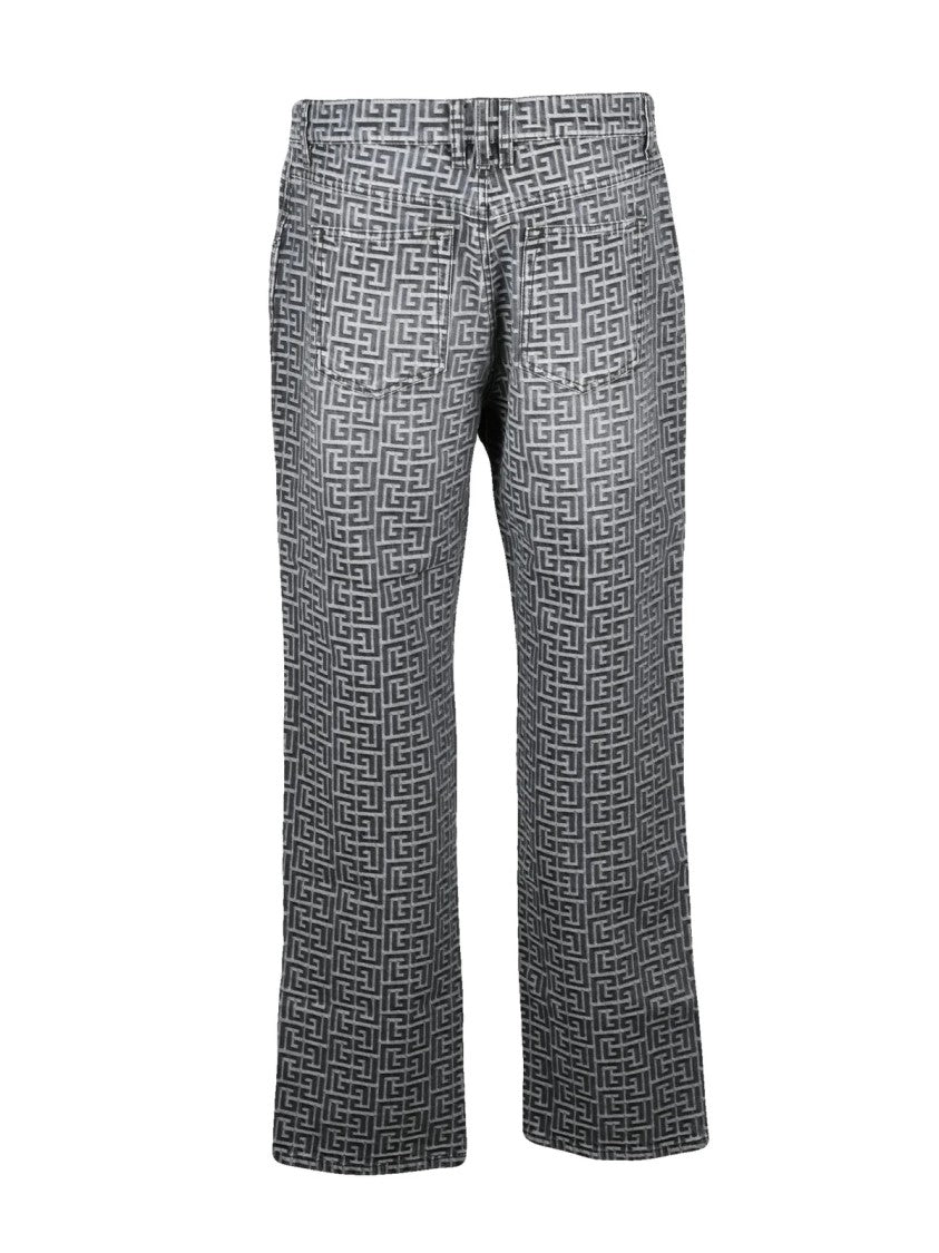 Balmain Black Cotton Wide-Leg Jeans