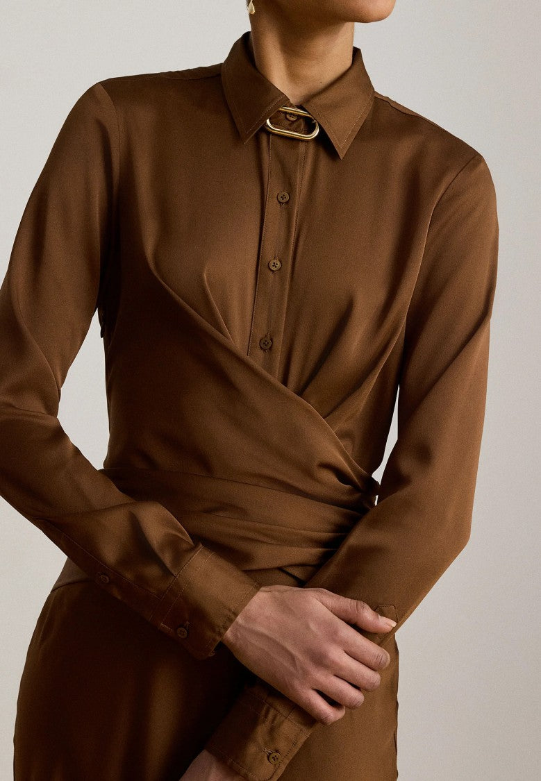 Lauren Ralph Lauren Wrap Collared Maxi Dress