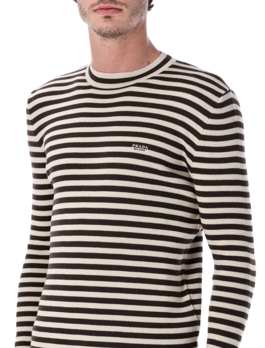 Prada Superfine Wool Striped Crew-Neck Sweater