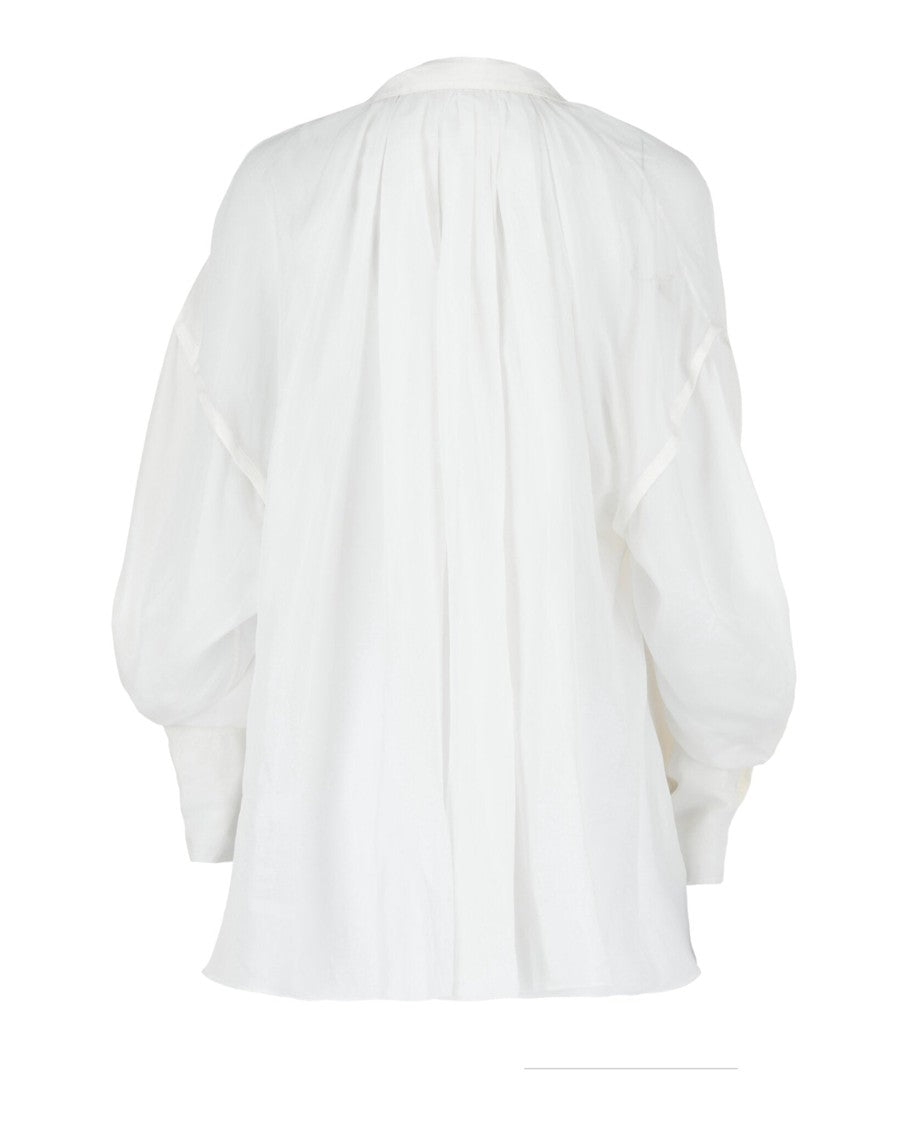 Ferragamo Silk-Blend Tunic Top With Plunging Neckline And Front Tie Fastening