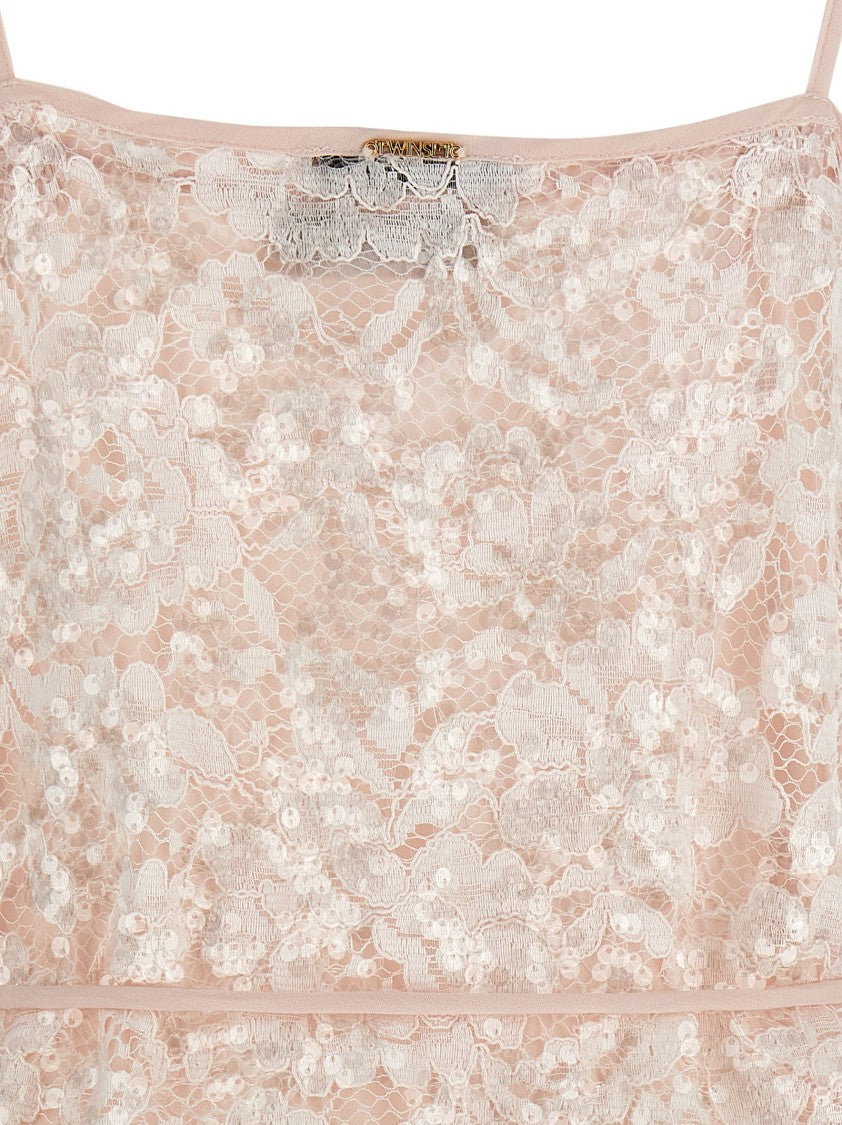 Twin-Set Semi-Transparent Lace Midi Dress
