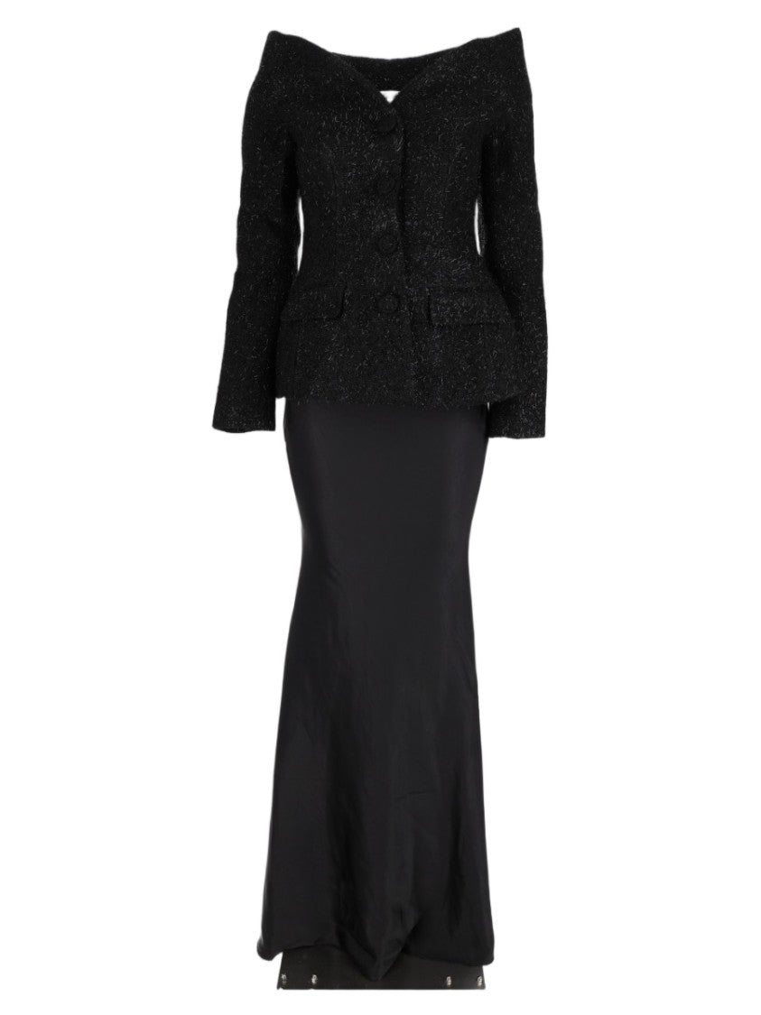 Self-Portrait Black Off-The-Shoulder Evening Dress