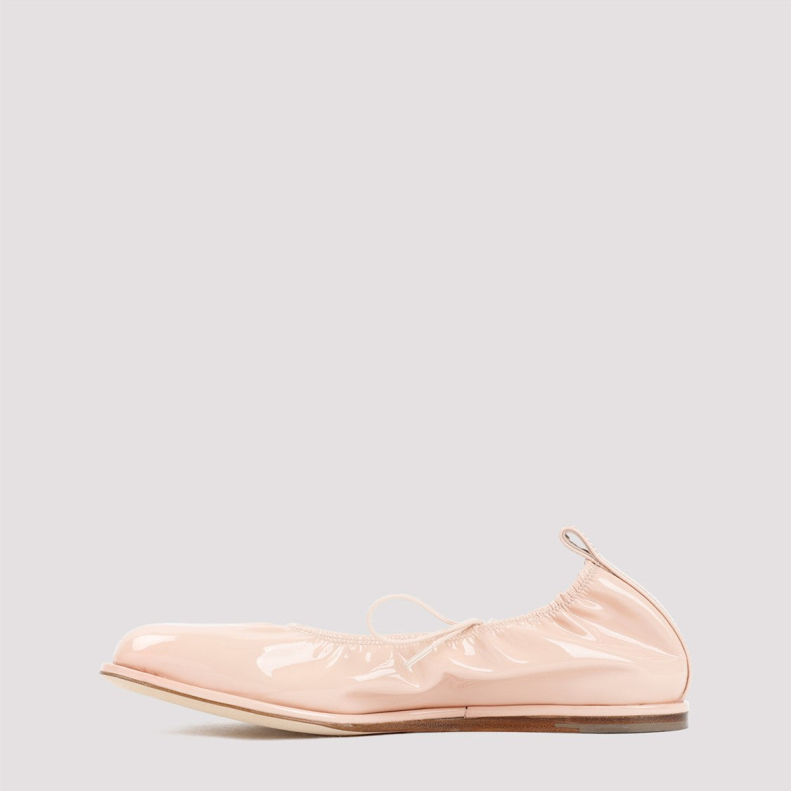 Simone Rocha Pink Powder Patent Calf Leather Heart Toe Lace-Up Ballerina