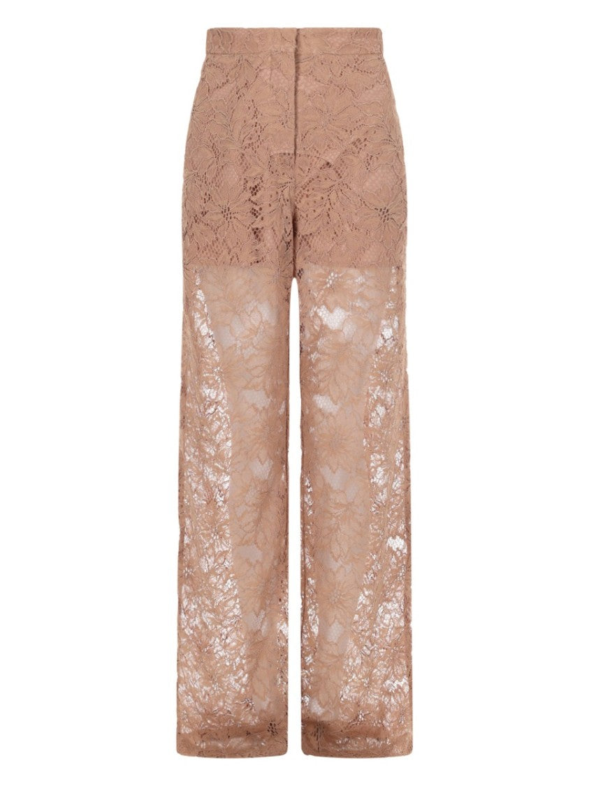 Sportmax Intricate Floral Lace Pants With High Waist And Wide Legs