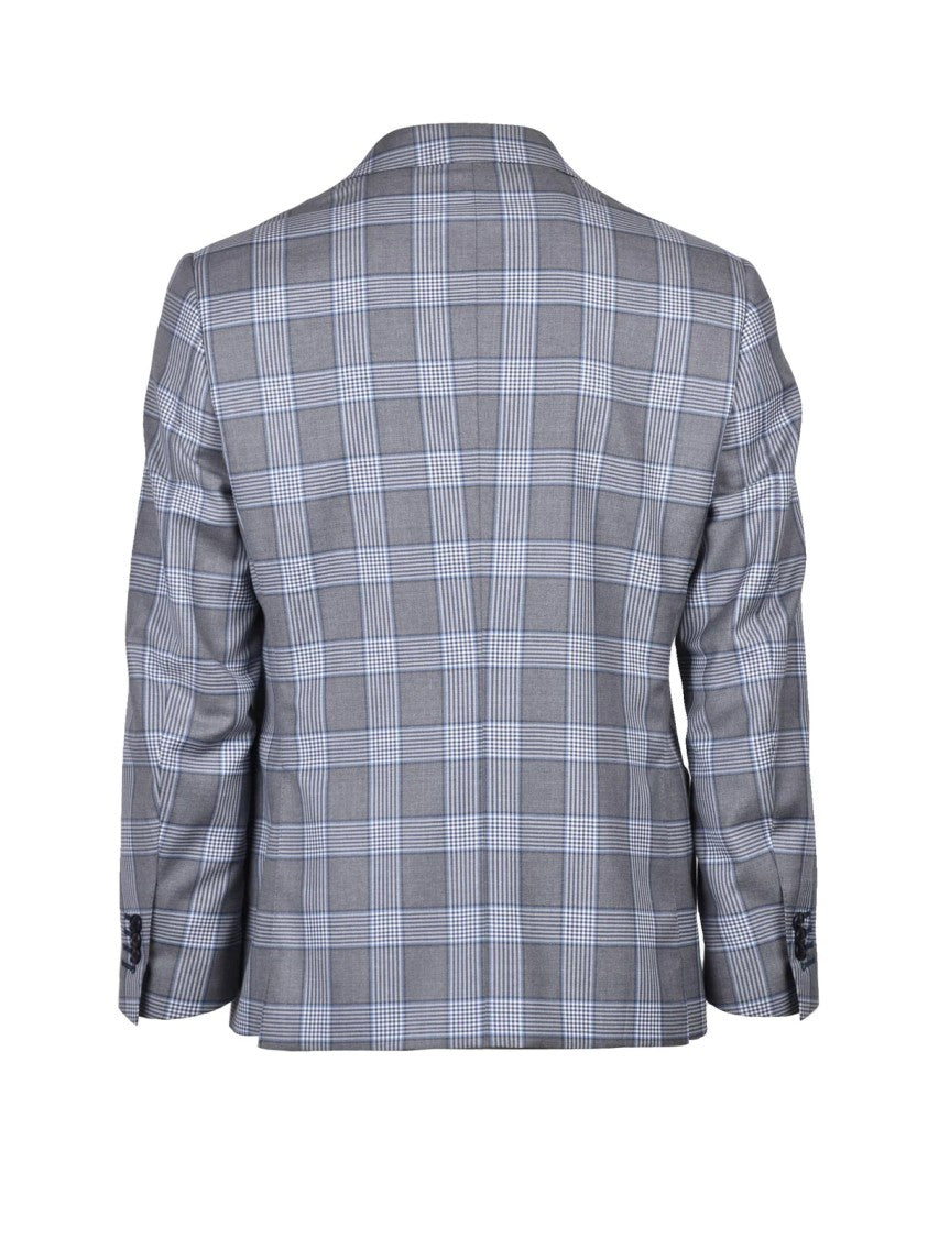 Scuderi Grey Checkered Virgin Wool Tailored Suit