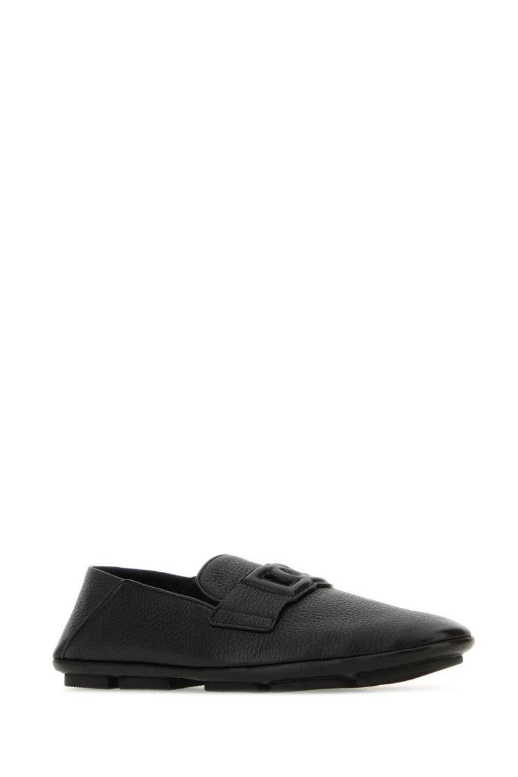 Dolce & Gabbana Black Leather Driver Loafers