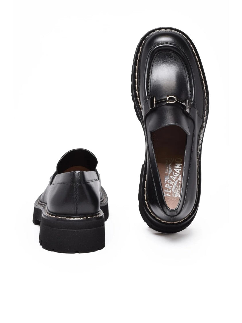 Salvatore Ferragamo Black Leather Ignazio Loafers