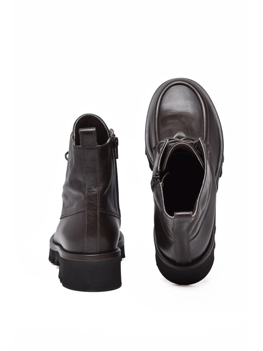 Lorena Paggi Brown Leather Zip Ankle Boots