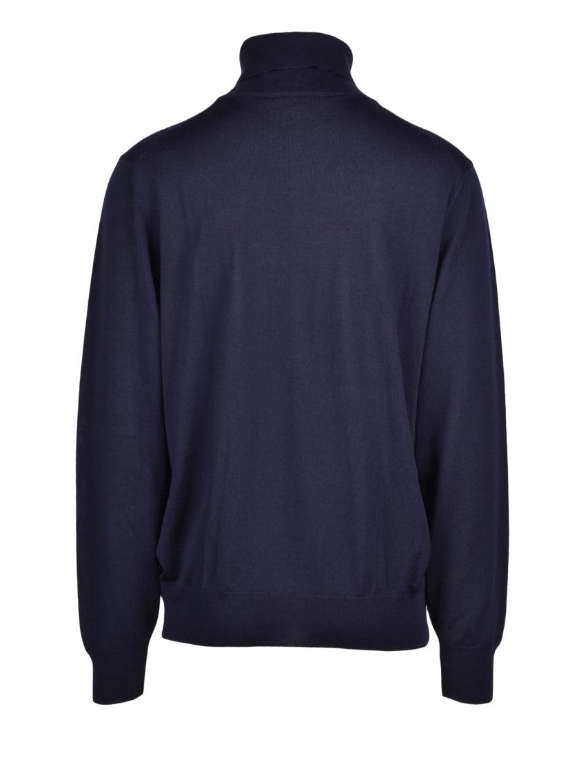 K-Way Blue Virgin Wool Turtleneck Sweater