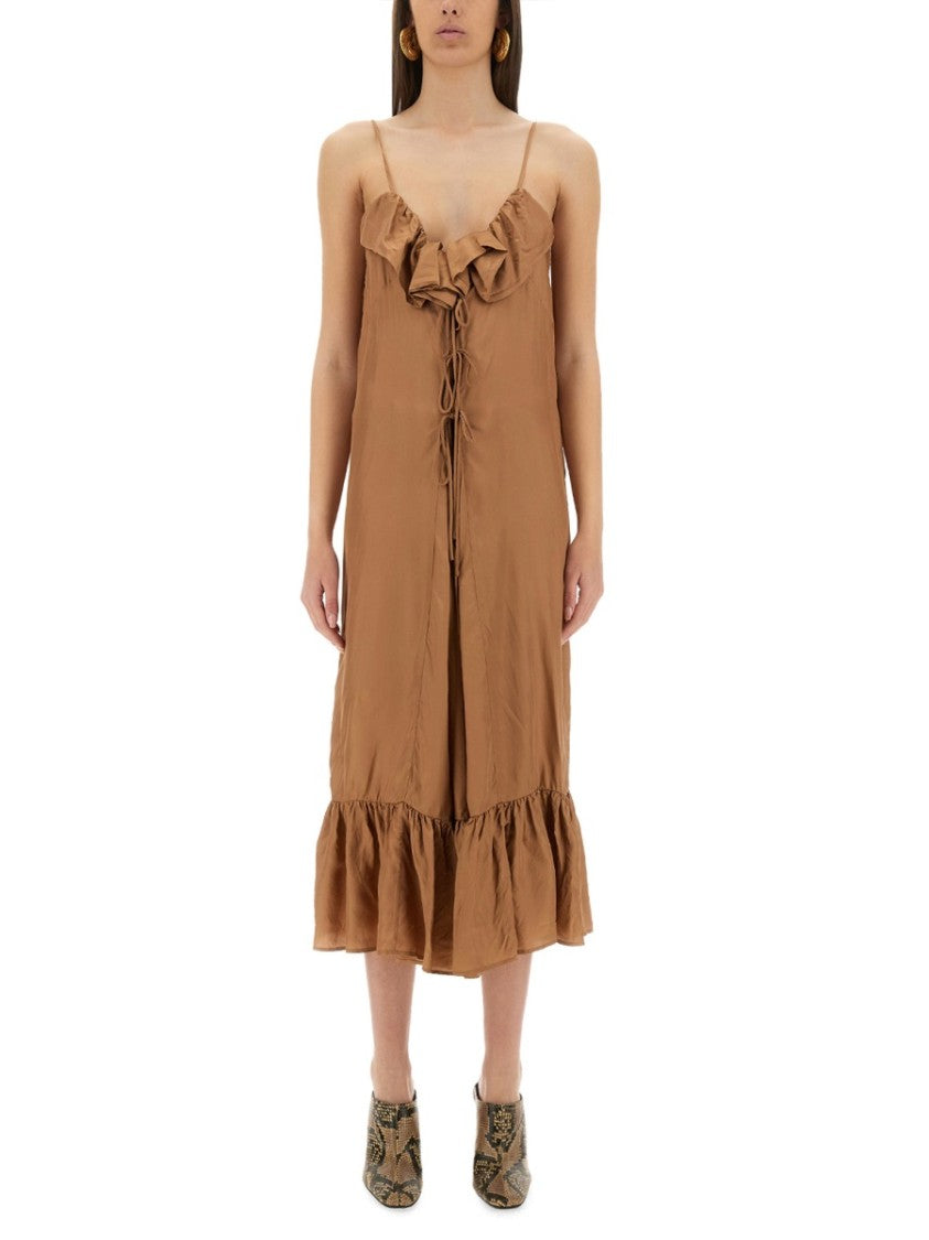 Dries Van Noten Ruffled Midi Petticoat Dress With Flowing Silhouette