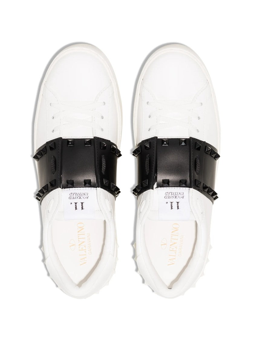 Valentino Low-Top Leather Sneakers With Pyramid Studs And Bold Strap