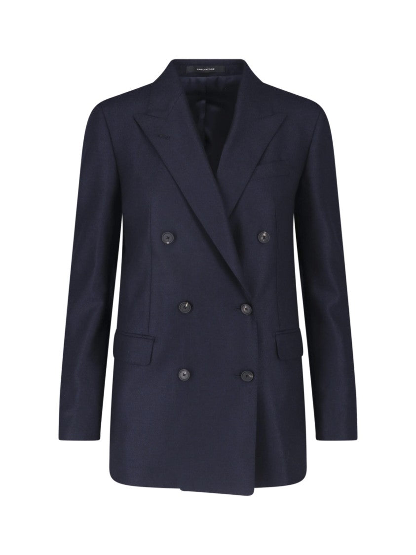 Tagliatore J-Jasmine Navy Blue Virgin Wool Double-Breasted Blazer