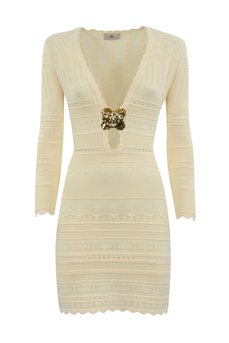 Elisabetta Franchi Mini Dress With Deep V-Neckline