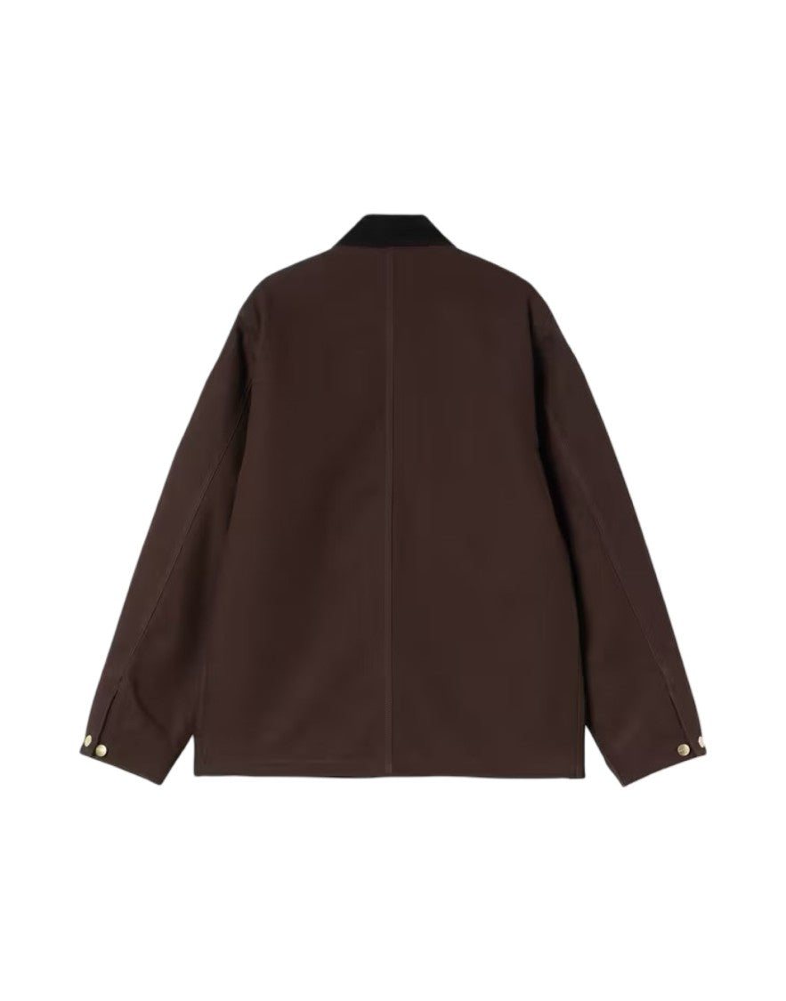 Carhartt Wip Sturdy Dark Brown Jacket With Black Collar