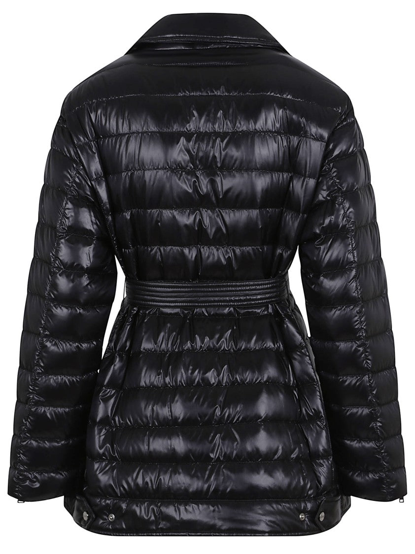 Herno Quilted Black Jacket With Belted Waist