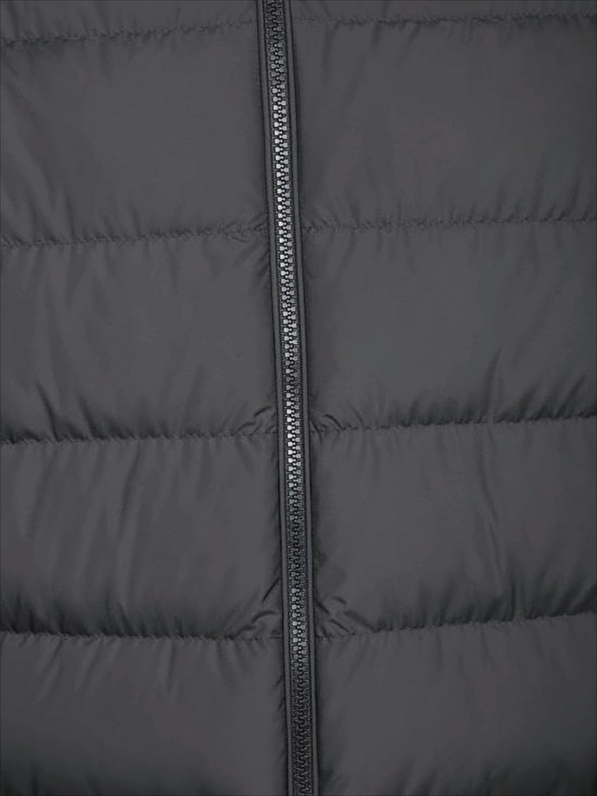 Moncler Quilted Down Jacket With Hood And Cropped Silhouette