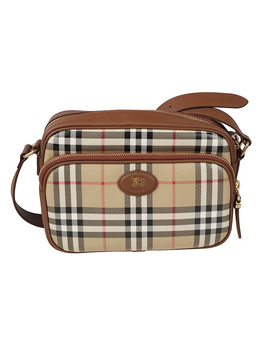 Burberry Checkered Pattern Wallet With Brown Leather Accents