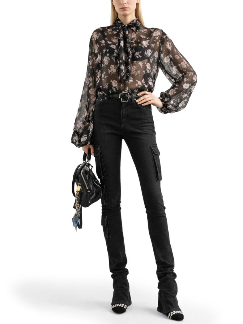 Dolce & Gabbana Vintage Rose Floral Print Silk Blouse