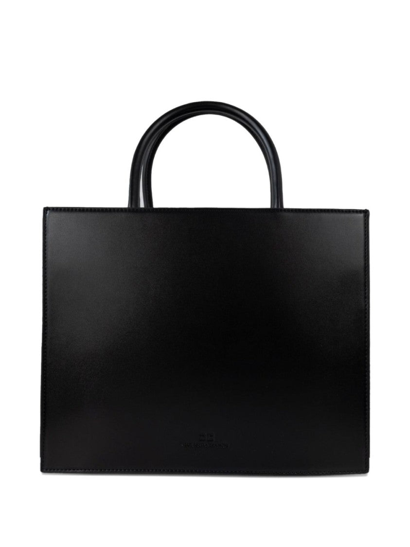 Elisabetta Franchi Structured Black Handbag With Gold Geometric Logo