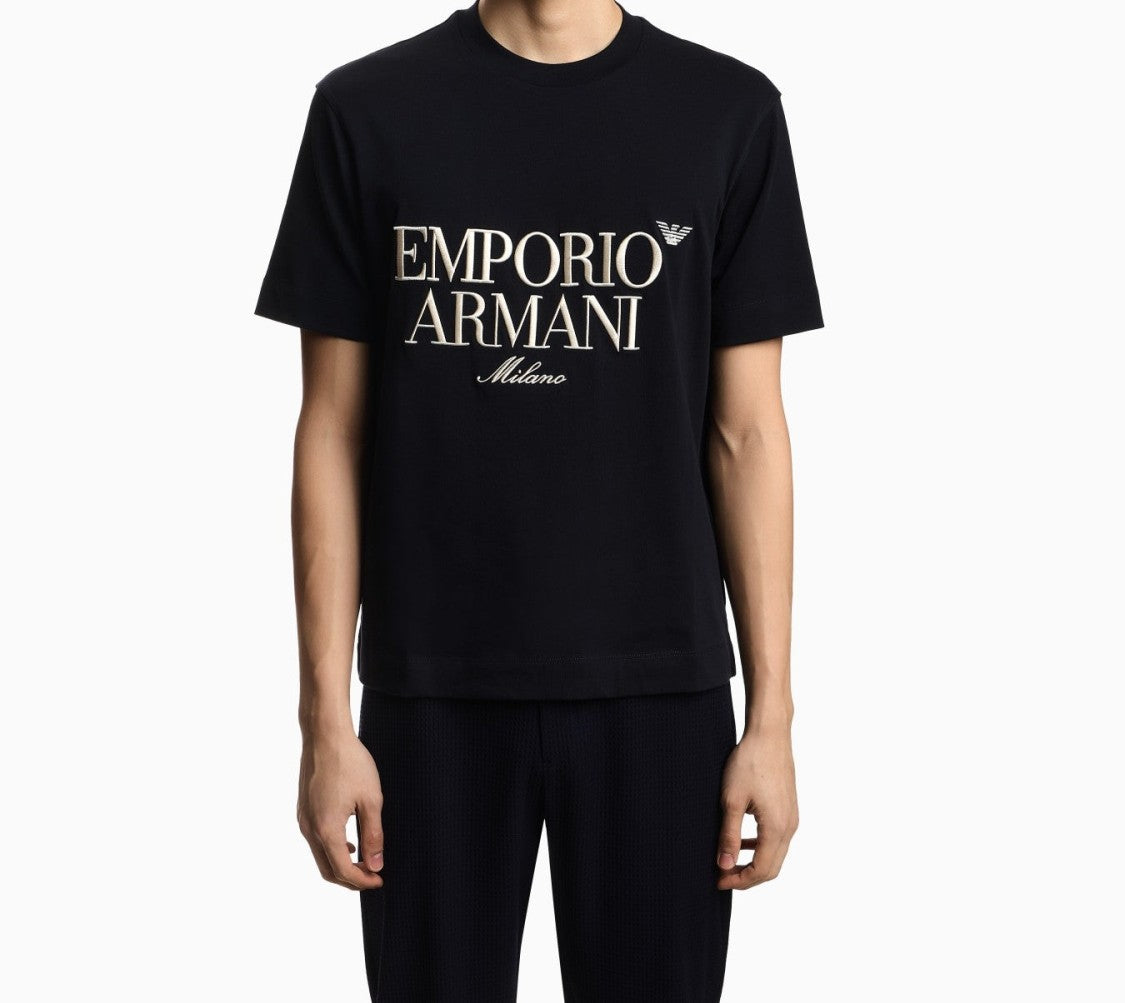 Emporio Armani Regular Fit Heavyweight Jersey T-Shirt With Embossed Logo