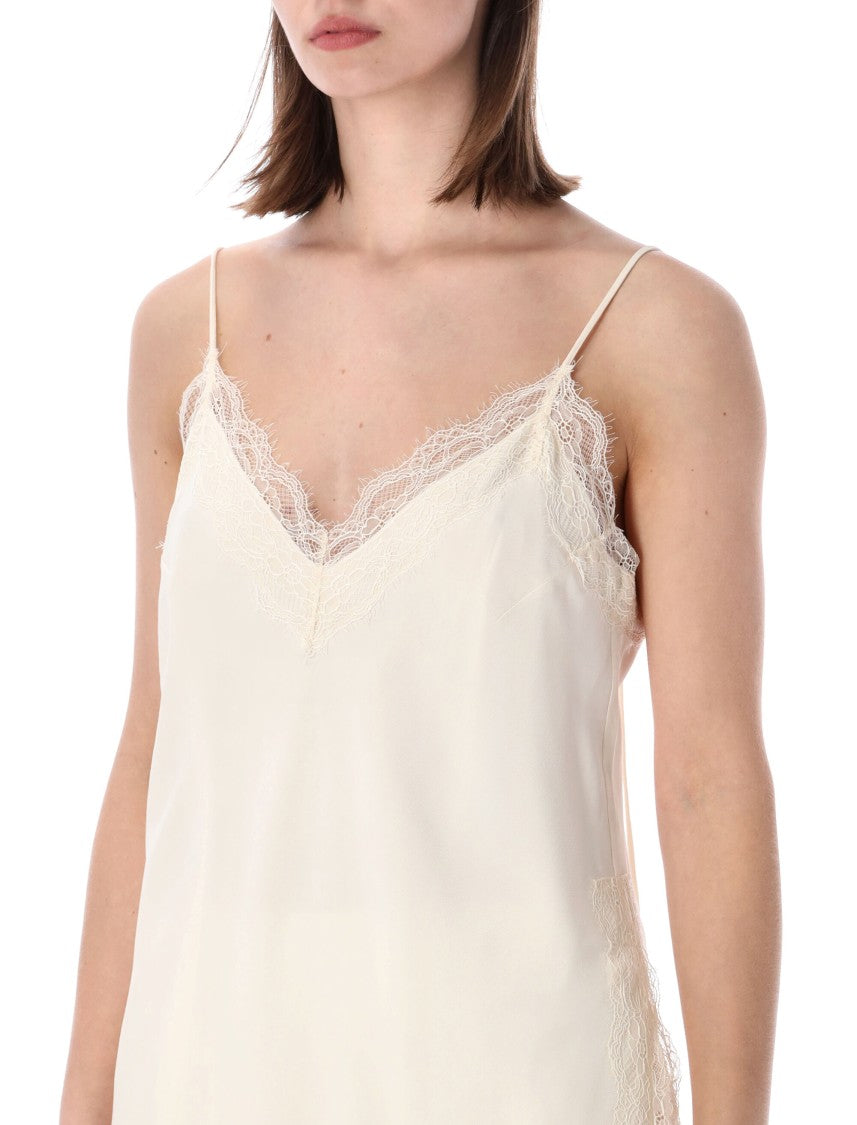 Róhe Long V Neck Lace Inset Top