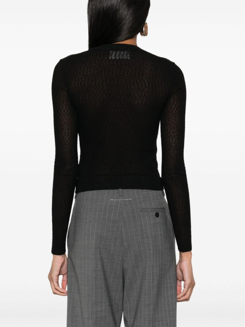 Ami Paris Semi-Sheer Bouclé Texture Sweater