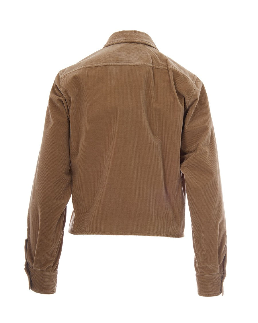 Max Mara Beige Rivolo Corduroy Cotton Casual Shirt