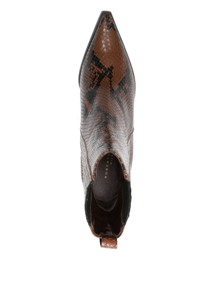 Roberto Festa Textured Snakeskin Ankle Boots