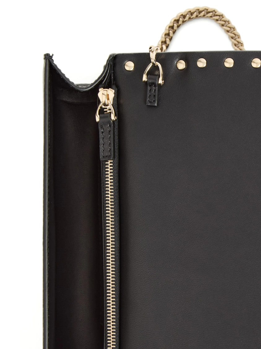Valentino Wallet W/Strap Rockstud Textured Leather Chain