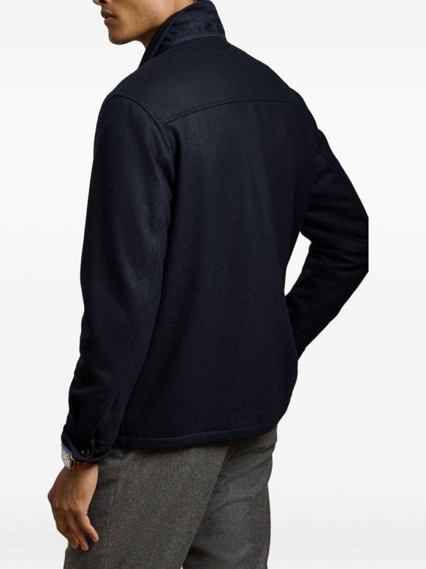 Polo Ralph Lauren Cashmere Blue Jacket With Classic Collar
