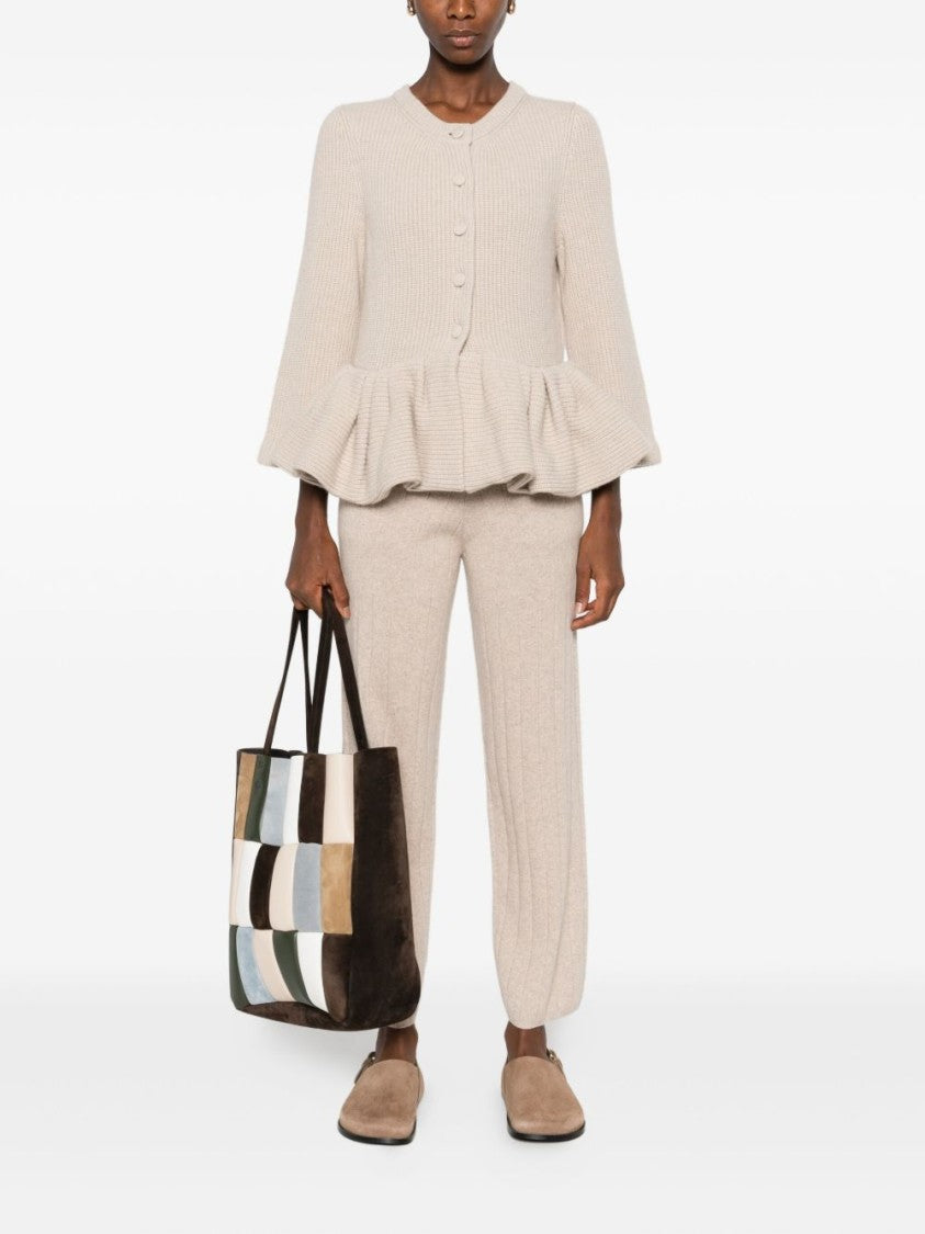 Max Mara Beige Knit Trousers With Tapered Leg