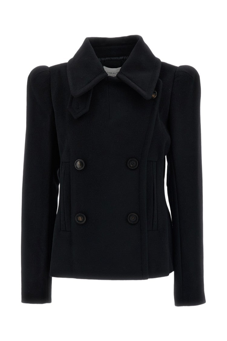 7 For All Mankind Double-Breasted High-Shoulder Wool Jacket