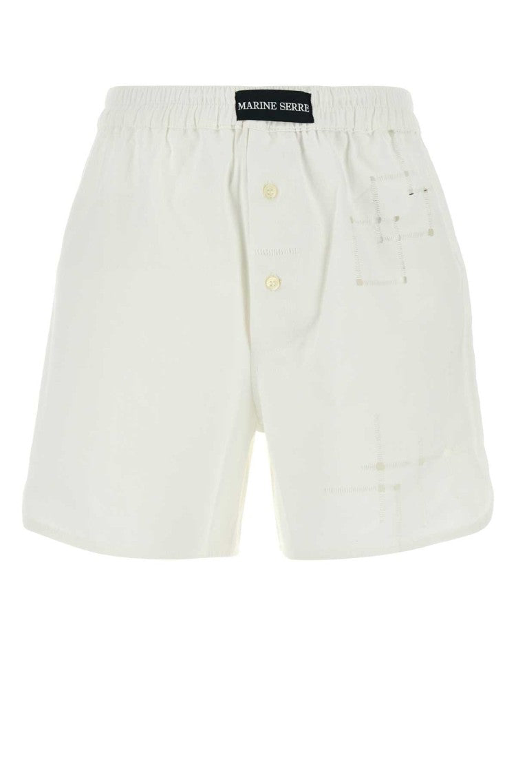 Marine Serre White Cotton Shorts