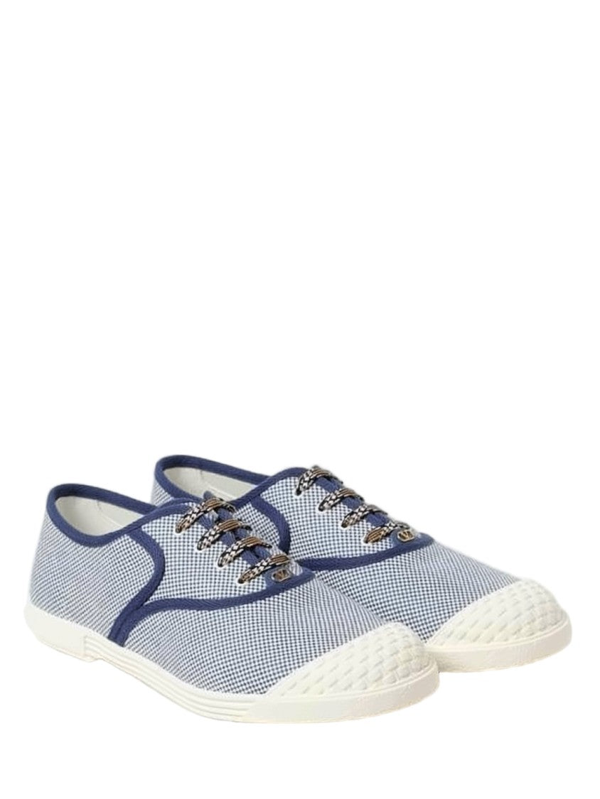 Valentino Garavani Textured Checkered Sneakers With Rubber Toe Cap