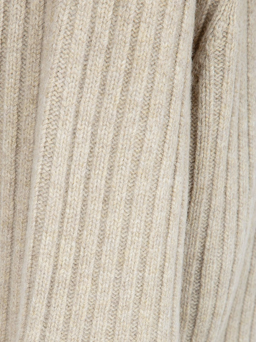 Burberry Ribbed Knit Cropped Hoodie Sweater With Check Patch Detail