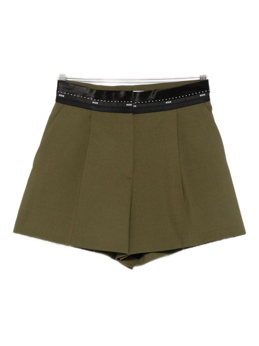 Msgm Tailored Green Shorts With High Waist