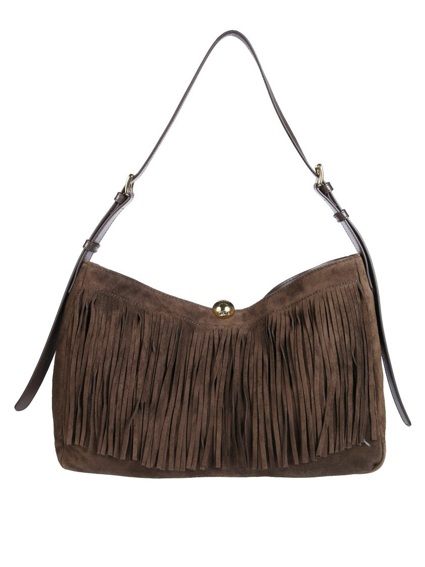 Furla Sfera Soft L Fringed Suede Shoulder Bag