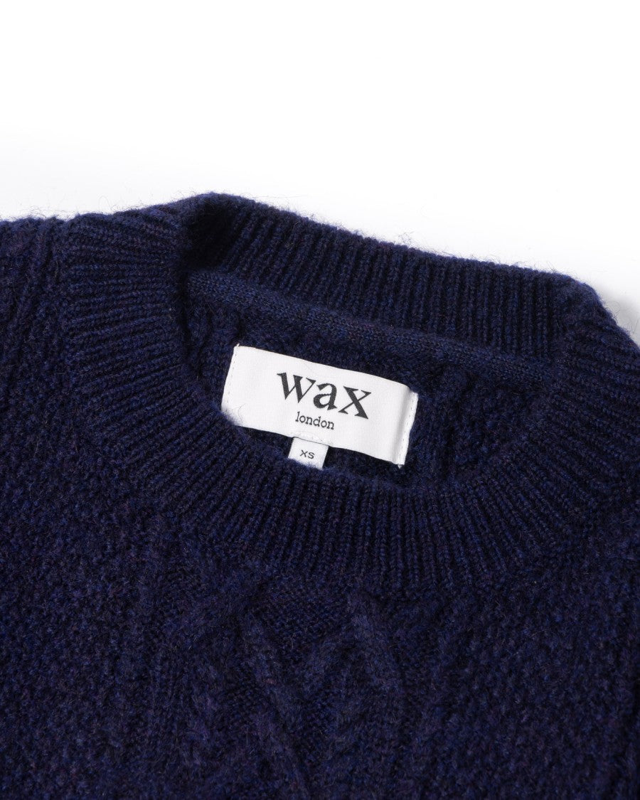 Wax London Textured Cable Knit Crewneck Sweater
