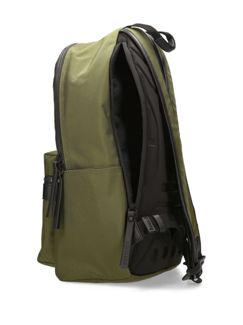 Premiata Structured Olive Green Nylon Backpack