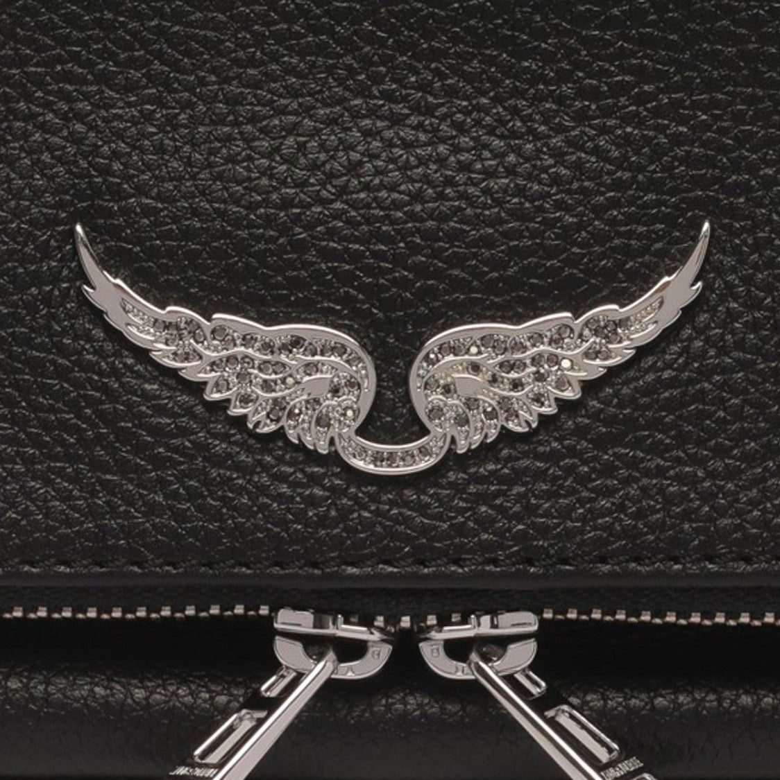 Zadig & Voltaire Textured Black Leather Rock Shoulder Bag With Chain-Link Strap