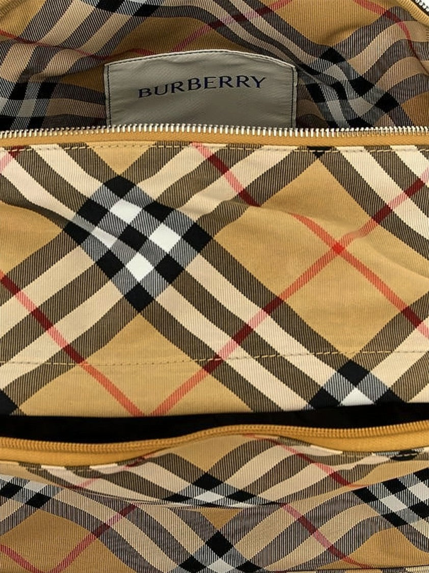 Burberry Check Patterned Backpack With Front Zip Pocket And Adjustable Straps
