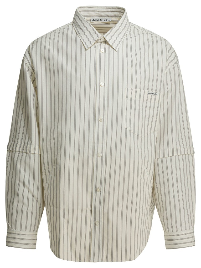Acne Studios Boxy Oversized Striped Shirt With Classic Collar
