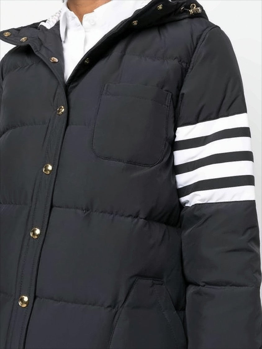 Thom Browne Quilted Hooded Down Coat With Gold-Tone Buttons