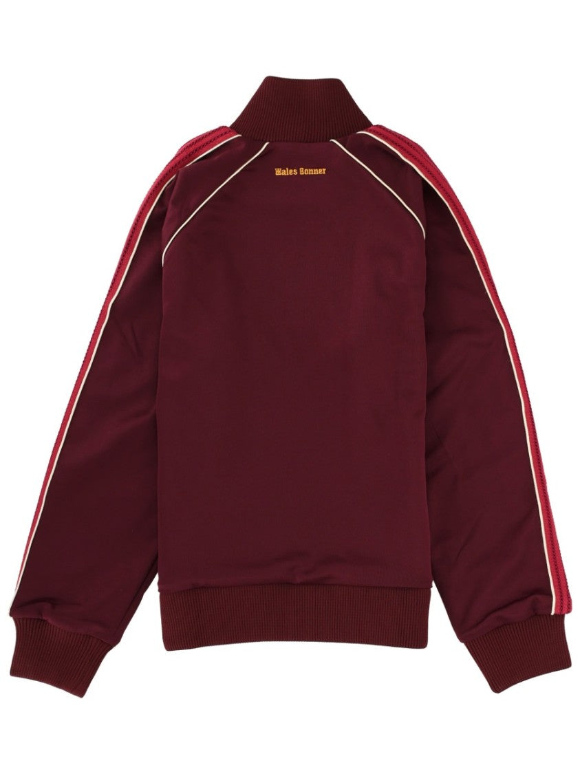 Wales Bonner Burgundy Striped Piping Sports Sweatshirt