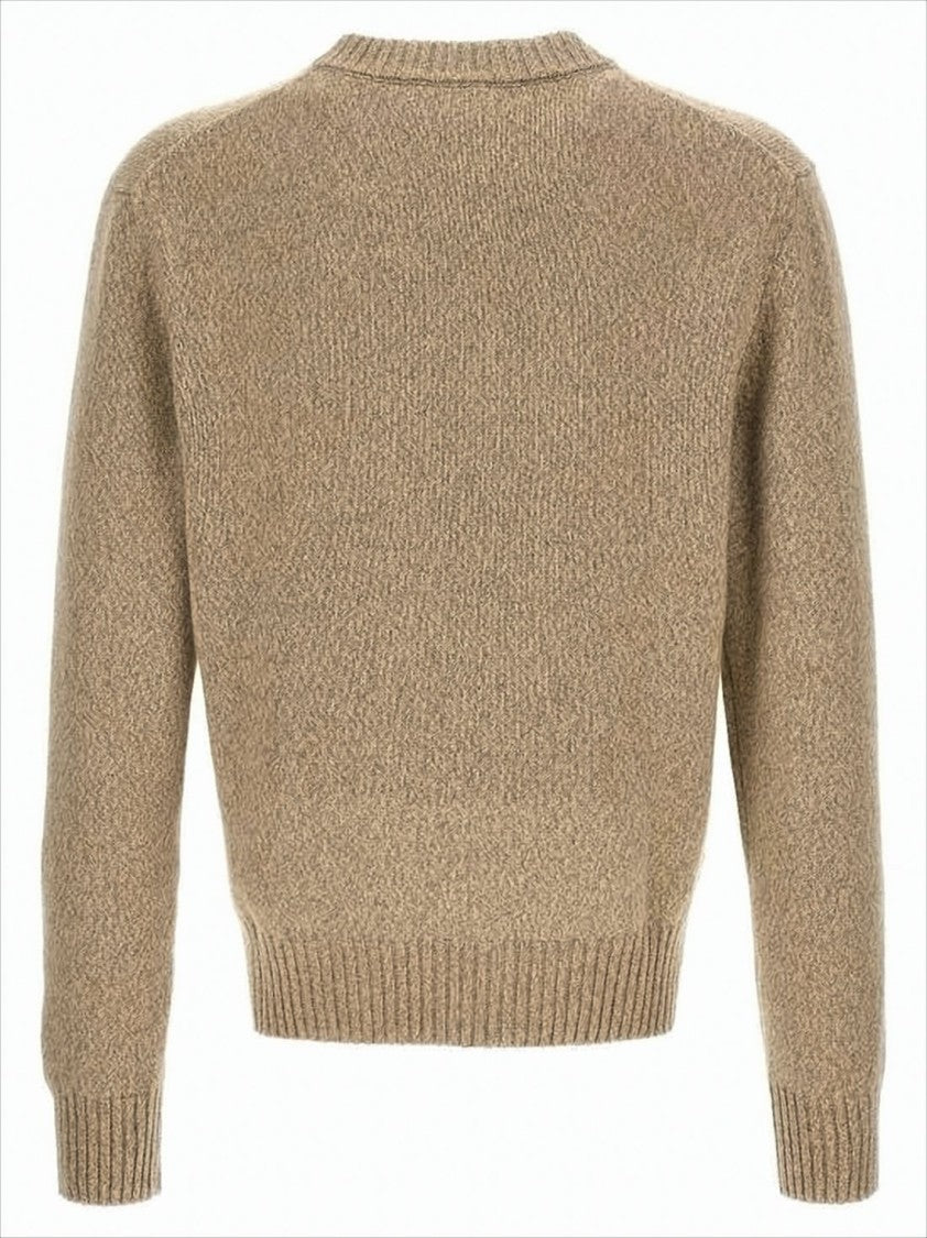 Ami Paris Cashmere-Wool Blend Relaxed Fit Sweater With Heart Detail